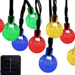 7m Solar String Lights 50 LEDs, EL 5mm, Warm White/Cold White/Blue, Solar-Powered Holiday Party Lights with Mounting Bracket for Christmas, Weddings, and Outdoor Events