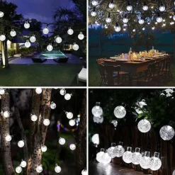7m Solar String Lights 50 LEDs, EL 5mm, Warm White/Cold White/Blue, Solar-Powered Holiday Party Lights with Mounting Bracket for Christmas, Weddings, and Outdoor Events
