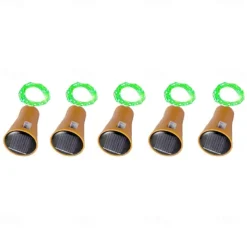 2M Solar String Lights, 20 LEDs Wine Bottle String Lights, Warm White, RGB and Waterproof for Christmas & Wedding Decorations 5pcs Set