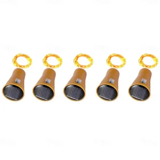 2M Solar String Lights, 20 LEDs Wine Bottle String Lights, Warm White, RGB and Waterproof for Christmas & Wedding Decorations 5pcs Set