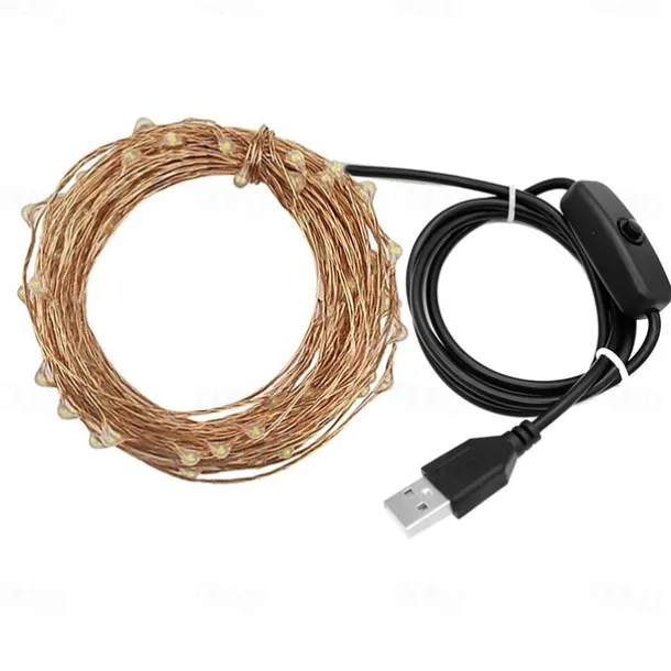 10m String Lights 100 LEDs 1pc Warm White Cold White Multi Color Waterproof Party Decorative USB Powered