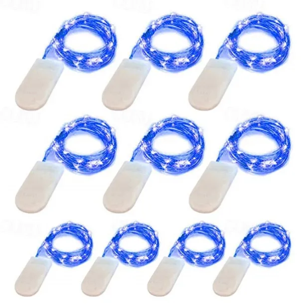 1m String Lights 10 LEDs 10pcs 1pc Blue Christmas New Year's Waterproof Party Decorative Batteries Powered