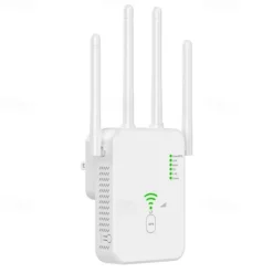 1200M WiFi Repeater Universal Wireless Coverage Extender Compatible AP Mode WiFi Repeater Wall Plug Plug and Play Type