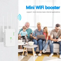 1200M WiFi Repeater Universal Wireless Coverage Extender Compatible AP Mode WiFi Repeater Wall Plug Plug and Play Type