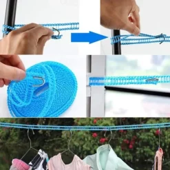 3-10m Windproof Clothesline Camping Clothesline Durable Travel Clothes Line Rope Portable Clothes Drying Line Heavy Duty Laundry Line Length Adjustable Non-slip Clothing Line Outdoor Indoor