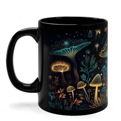 Magic Mushroom Mug, Mushroom Mug, Black Mushroom Coffee Cup, Novelty Coffee Mugs, Cute Bioluminescent Mushroom Gifts, Gifts For Mushroom Lovers