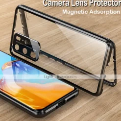 Magnetic Adsorption Tempered Glass Double Sided Case For Huawei P40 P30 Pro Lite Coque 360 Protective Cases with Carmera Lens Protector for Huawei Mate 30 20 Pro Nova 7i 6SE