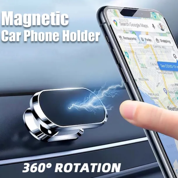 Magnetic Car Phone Holder Mount Easily Install 360° Rotation Magnetic Type Dashboard Mini Strip Shape Stand Compatible with All Smartphones