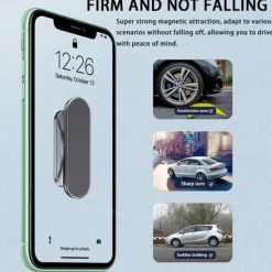 Magnetic Car Phone Holder Mount Easily Install 360° Rotation Magnetic Type Dashboard Mini Strip Shape Stand Compatible with All Smartphones