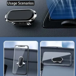 Magnetic Car Phone Holder Mount Easily Install 360° Rotation Magnetic Type Dashboard Mini Strip Shape Stand Compatible with All Smartphones
