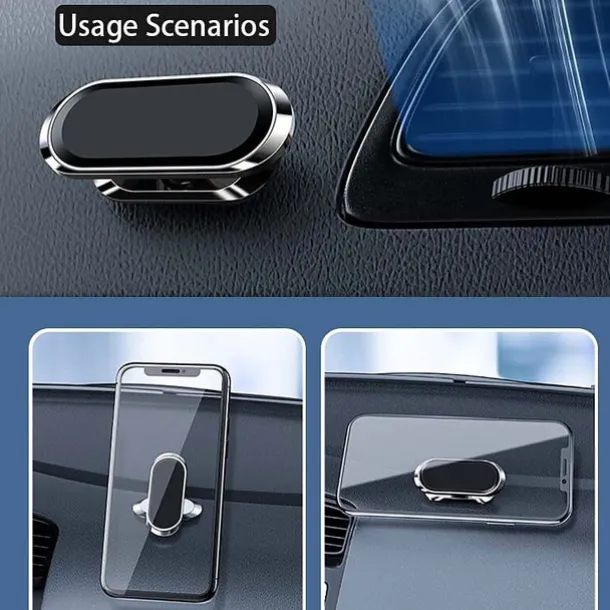 Magnetic Car Phone Holder Mount Easily Install 360° Rotation Magnetic Type Dashboard Mini Strip Shape Stand Compatible with All Smartphones