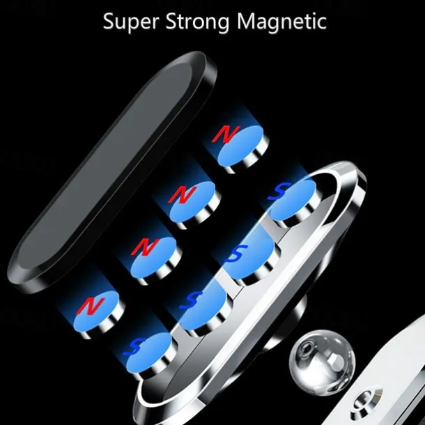 Magnetic Car Phone Holder Mount Easily Install 360° Rotation Magnetic Type Dashboard Mini Strip Shape Stand Compatible with All Smartphones