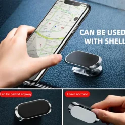 Magnetic Car Phone Holder Mount Easily Install 360° Rotation Magnetic Type Dashboard Mini Strip Shape Stand Compatible with All Smartphones