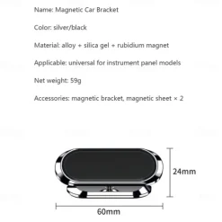 Magnetic Car Phone Holder Mount Easily Install 360° Rotation Magnetic Type Dashboard Mini Strip Shape Stand Compatible with All Smartphones