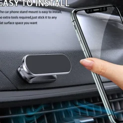 Magnetic Car Phone Holder Mount Easily Install 360° Rotation Magnetic Type Dashboard Mini Strip Shape Stand Compatible with All Smartphones