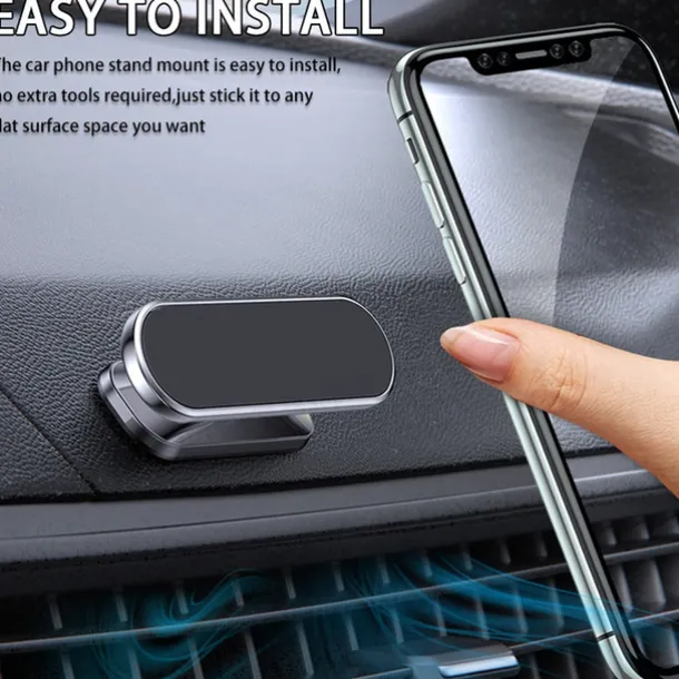 Magnetic Car Phone Holder Mount Easily Install 360° Rotation Magnetic Type Dashboard Mini Strip Shape Stand Compatible with All Smartphones