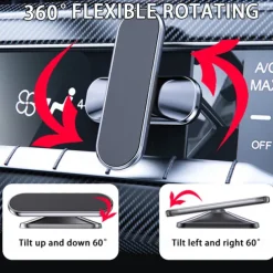 Magnetic Car Phone Holder Mount Easily Install 360° Rotation Magnetic Type Dashboard Mini Strip Shape Stand Compatible with All Smartphones