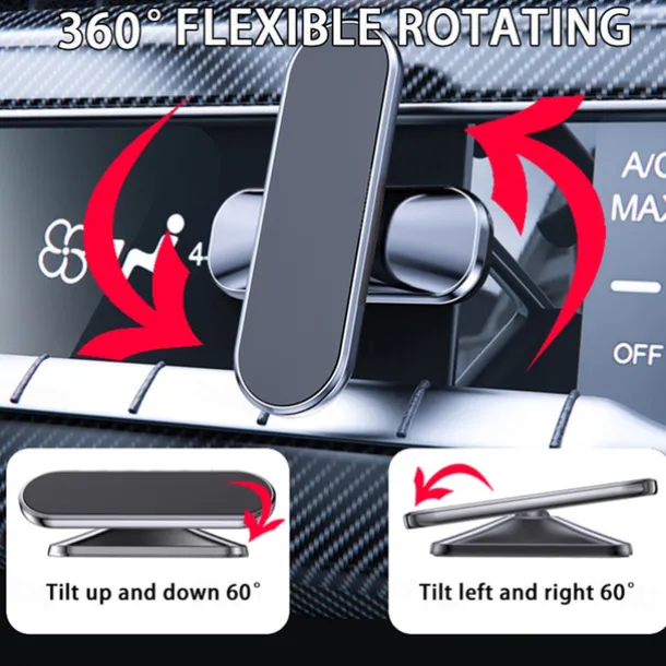 Magnetic Car Phone Holder Mount Easily Install 360° Rotation Magnetic Type Dashboard Mini Strip Shape Stand Compatible with All Smartphones