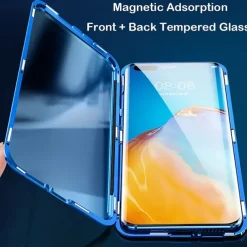 Magnetic Case For Huawei P40 Pro P30 Pro P20 Pro Mate 20 Pro 360 Protection Anti-Explosion Double Sided Tempered Glass Phone Case for Huawei P Smart Z