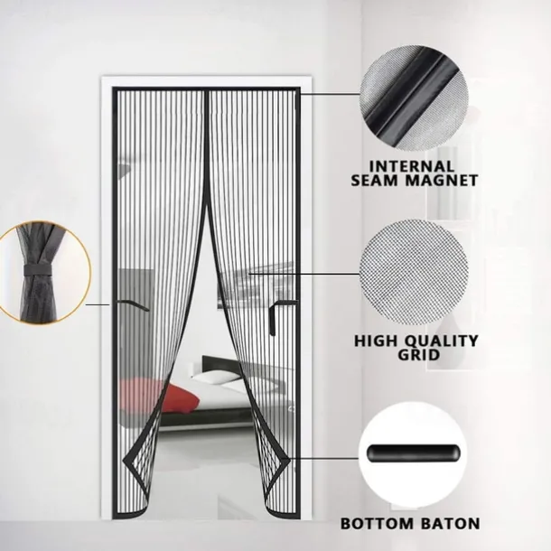 Magnetic Screen Door, Fly Insect Screen Door Magnetic Mesh Retractable Door Curtain, Keeps Mosquitoes Insects Bugs Out for Door