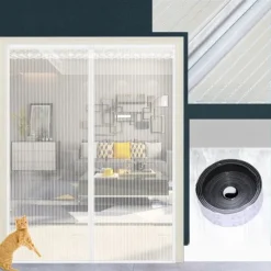 Magnetic Screen Door Mesh Fly Screen Door, Self Seal, Pet and Child Friendly, with Heavy Duty Mesh Curtain for Single Patio Sliding Door