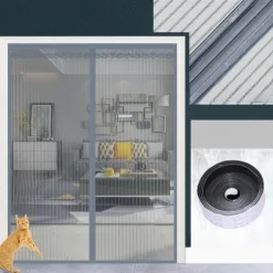 Magnetic Screen Door Mesh Fly Screen Door, Self Seal, Pet and Child Friendly, with Heavy Duty Mesh Curtain for Single Patio Sliding Door
