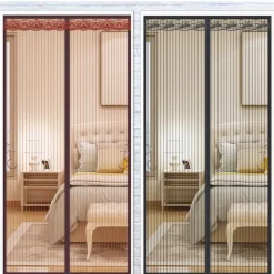 Magnetic Screen Door Portable, Fly Or Bug Screen Magnetic, Doorway For Sliding Door,Garage,Patio,Kitchen,Living,Window Room,Bedroom,Bar,Pet and Kid Easy Entry