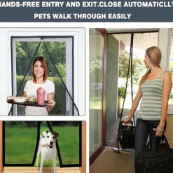 Magnetic Screen Door Portable, Fly Or Bug Screen Magnetic, Doorway For Sliding Door,Garage,Patio,Kitchen,Living,Window Room,Bedroom,Bar,Pet and Kid Easy Entry
