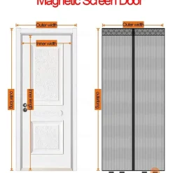 Magnetic Screen Doors with Magnets for Doors, Fiberglass Mesh Curtain, Automatic Closing Quiet for Patio, Deck, Porch, Balcony, Glass, Garage and Even Sliding Doors
