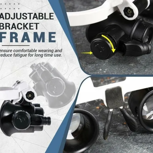 Magnifying Glasses 8X 15X 23X Magnifier LED Headband Glass Eye Magnifying Repair Tool Watchmaking Coin Stamp Currency Book Errors Jewelry Necklace Magnifier Glasses Beading Biology Loupe Microscope