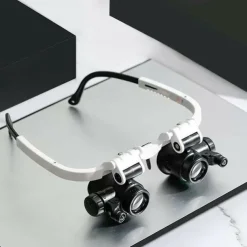 Magnifying Glasses 8X 15X 23X Magnifier LED Headband Glass Eye Magnifying Repair Tool Watchmaking Coin Stamp Currency Book Errors Jewelry Necklace Magnifier Glasses Beading Biology Loupe Microscope