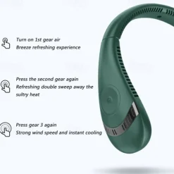 5000mAh Hanging Neck Fan – Portable Folding Bladeless Air Cooler, USB Type-C Rechargeable for Sports & Travel