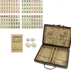 Mahjong Classic Game With Wood Storage Case Family Game For 4 Players Entertainment Best Gift