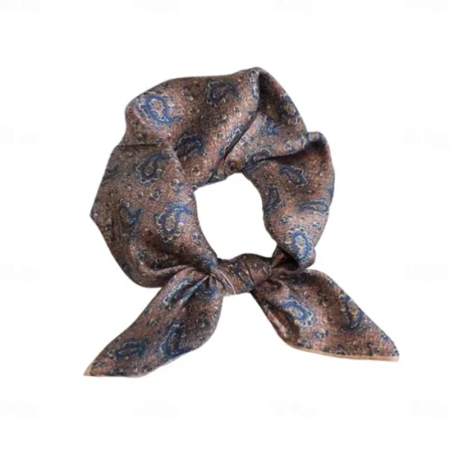 Male 100% Silk Square Scarf Formal Outdoor Vacation Dark Brown Wine Scarf