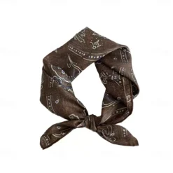 Male 100% Silk Square Scarf Formal Outdoor Vacation Dark Brown Wine Scarf