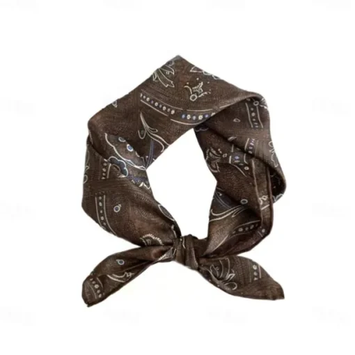 Male 100% Silk Square Scarf Formal Outdoor Vacation Dark Brown Wine Scarf