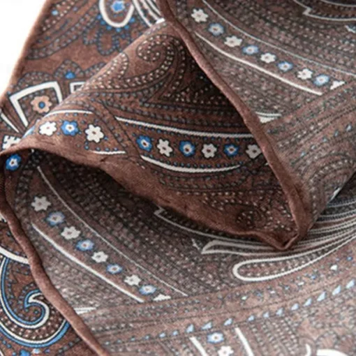 Male 100% Silk Square Scarf Formal Outdoor Vacation Dark Brown Wine Scarf