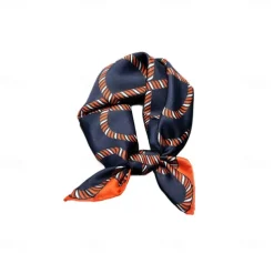 Male 100% Silk Square Scarf Outdoor Vacation Office Dark Yellow Black Scarf