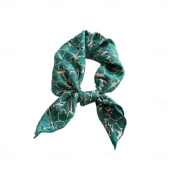 Male 100% Silk Square Scarf Outdoor Vacation Office Dark Yellow Black Scarf