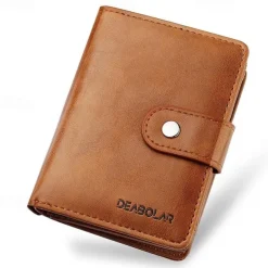 Man Purse Genuine Leather RFID Vintage Wallet Men with Coin Pocket Short Wallets Small Zipper Walet with Card Holders