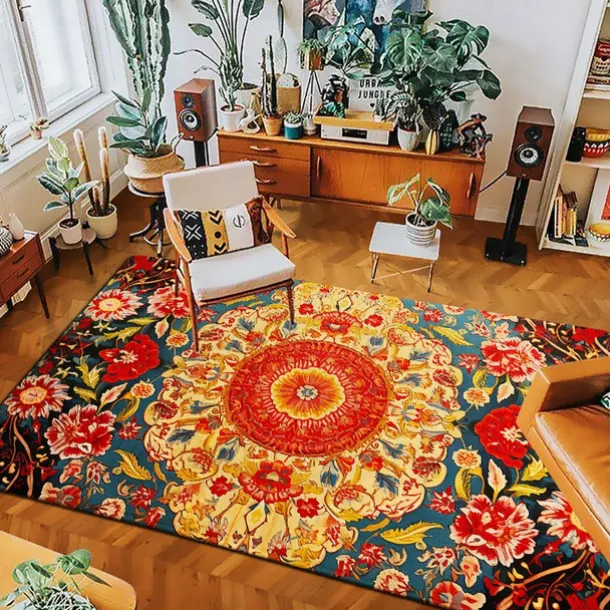 Mandala Bohemian Area Rug Livingroom Rug Kitchen Mat Non-Slip Oil Proof Floor Mat Rug Indoor Outdoor Mat Bedroom Decor Bathroom Mat Entrance Rug Door Mat