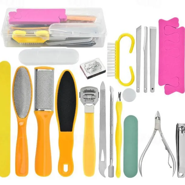 Manicure Set 20 in 1 Stainless Steel Professional Pedicure Kit Nail Scissors Grooming Kit with Black Leather Travel Case