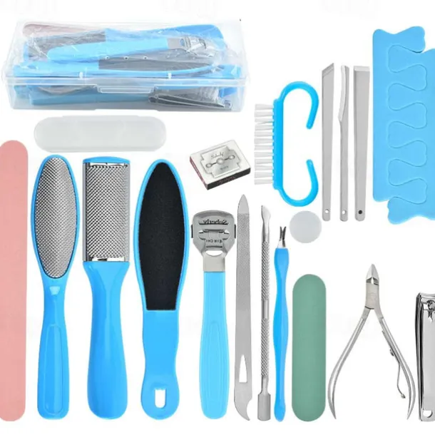 Manicure Set 20 in 1 Stainless Steel Professional Pedicure Kit Nail Scissors Grooming Kit with Black Leather Travel Case