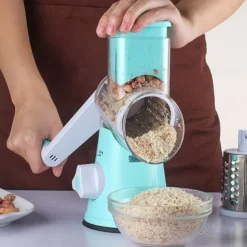 Manual Rotary Cheese Grater Kitchen Speed Round Tumbling Box Shredder Drum Vegetable Slicer Nuts Grinder for Veggie Potato Cucumber Carrot Chocolate for Pizza Hashbrowns Salad
