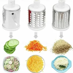 Manual Rotary Cheese Grater Kitchen Speed Round Tumbling Box Shredder Drum Vegetable Slicer Nuts Grinder for Veggie Potato Cucumber Carrot Chocolate for Pizza Hashbrowns Salad