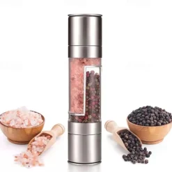 Manual Salt Pepper Grinder,Mill Sleek Stainless Steel with Adjustable Ceramic Grinding Mechanism,2 in 1 Spice Mills Grinder Pepper Shakers