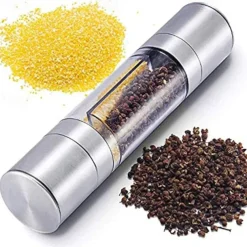Manual Salt Pepper Grinder,Mill Sleek Stainless Steel with Adjustable Ceramic Grinding Mechanism,2 in 1 Spice Mills Grinder Pepper Shakers