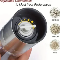 Manual Salt Pepper Grinder,Mill Sleek Stainless Steel with Adjustable Ceramic Grinding Mechanism,2 in 1 Spice Mills Grinder Pepper Shakers