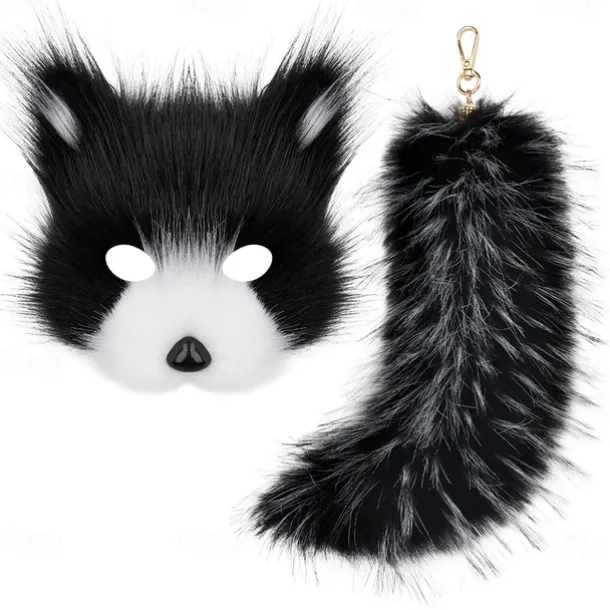 Mask and Tail Set Cosplay for Women 10" Long Tail Carnival Costume