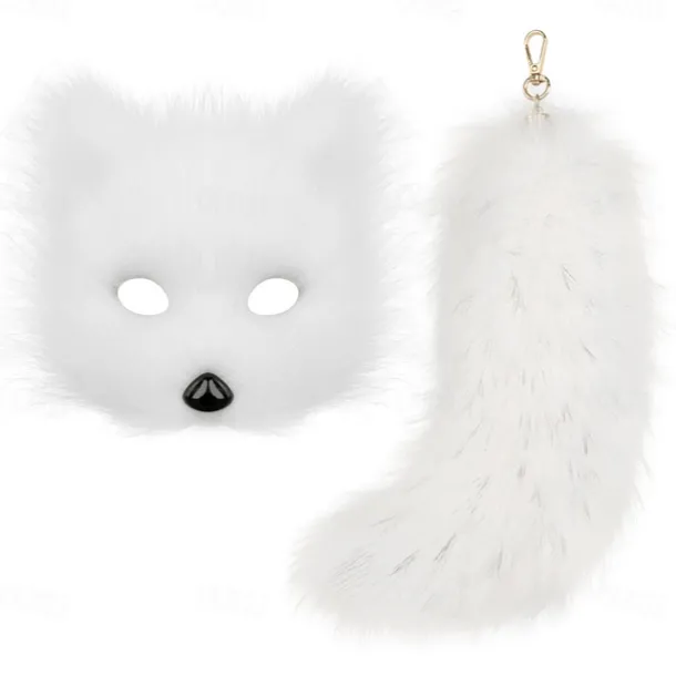Mask and Tail Set Cosplay for Women 10" Long Tail Carnival Costume
